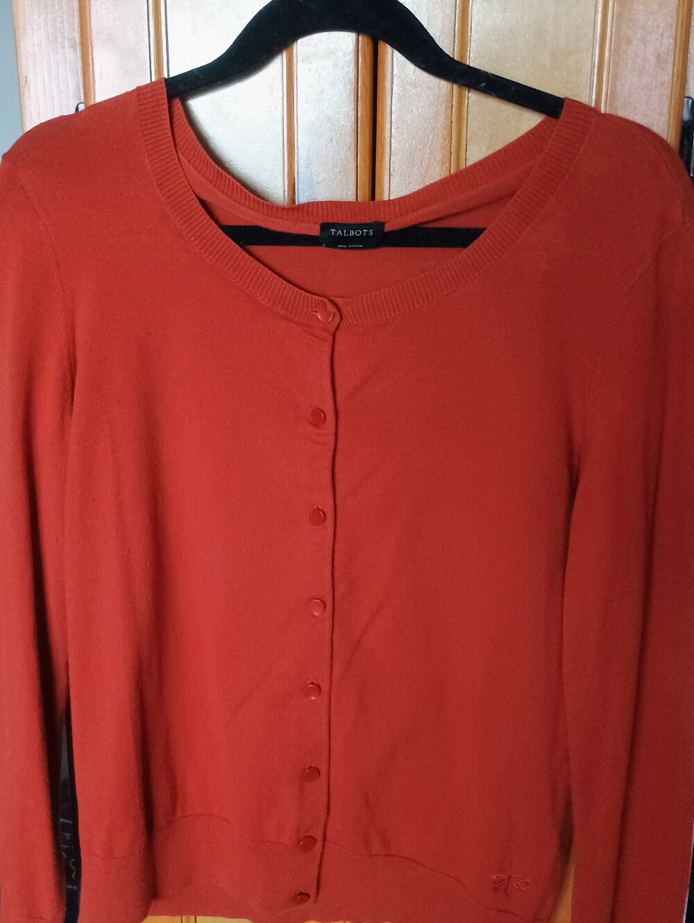 Talbots Signature Button-Front Cardigan Sweater In Burnt Orange